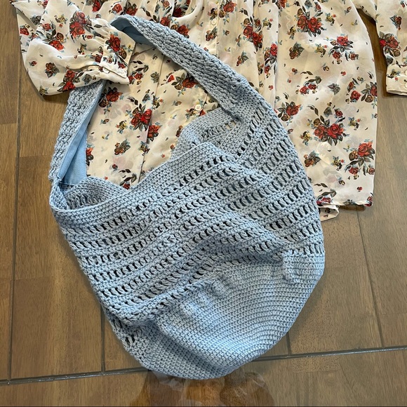 Free People Anguilla Macrame Tote Light Blue - Picture 5 of 7